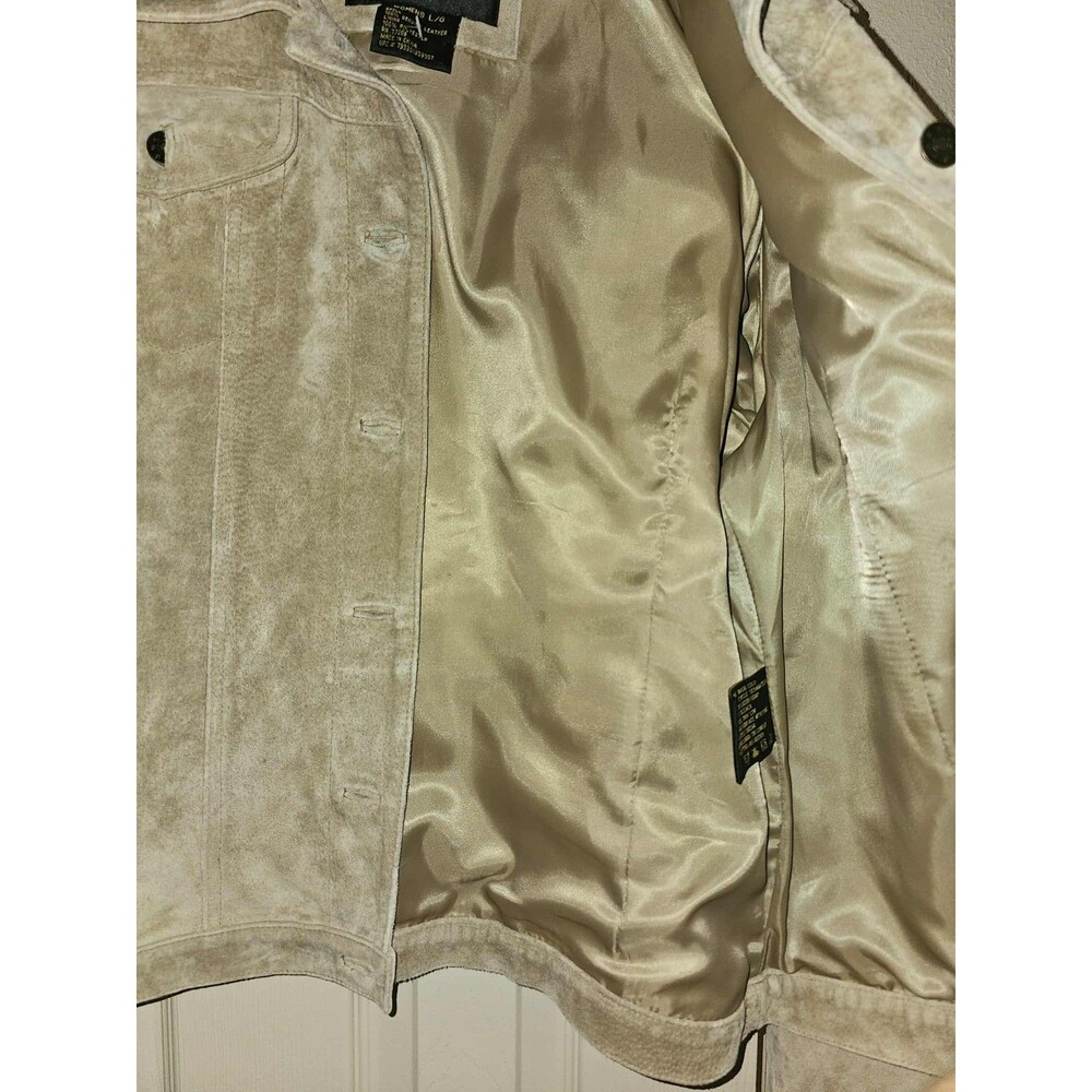 Fabio Women's Tan Suede Genuine Soft Leather Rib Lined Short Jacket Size L VTG - Picture 5 of 7